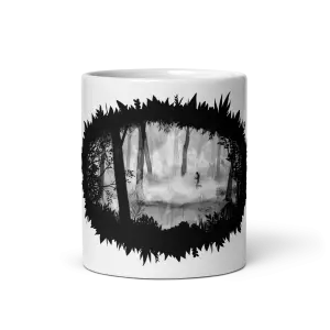 White glossy mug In forest